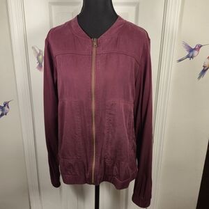 ​Merona Lyocell Rayon Bomber Jacket Maroon Burgundy Zip Up L